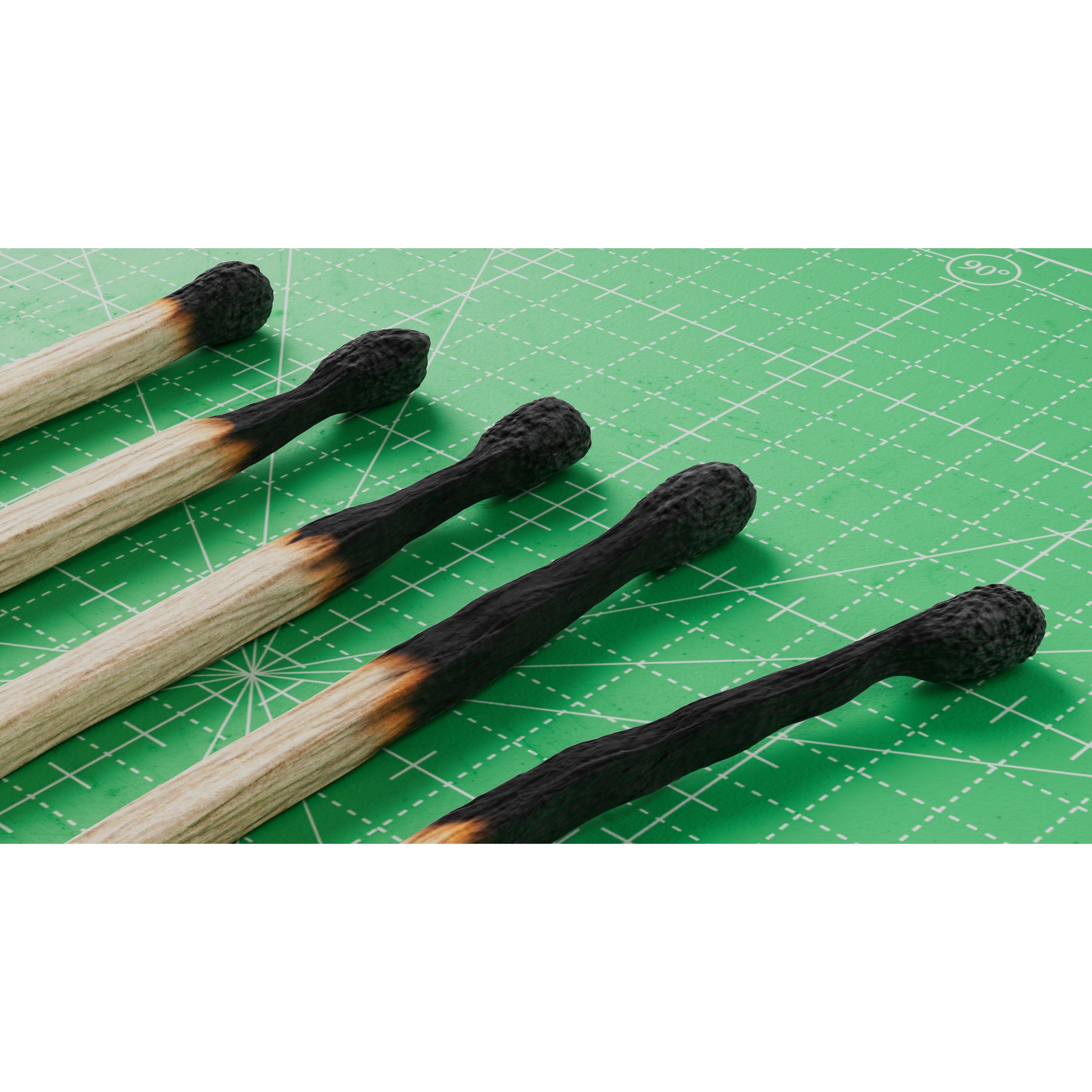 Burned Safety Matches - PBR Game-Ready 3D Model - View 4