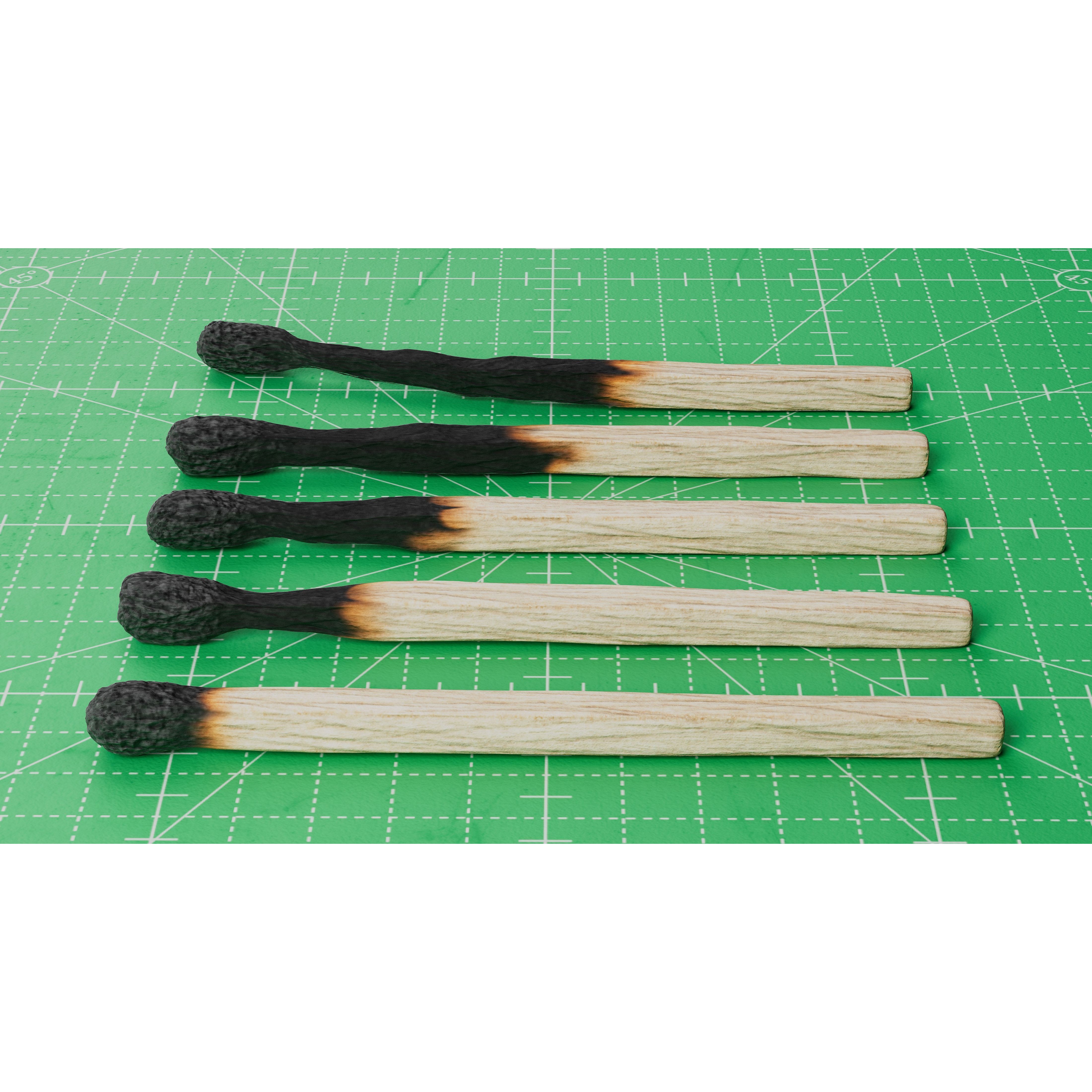 Burned Safety Matches - PBR Game-Ready 3D Model - View 5