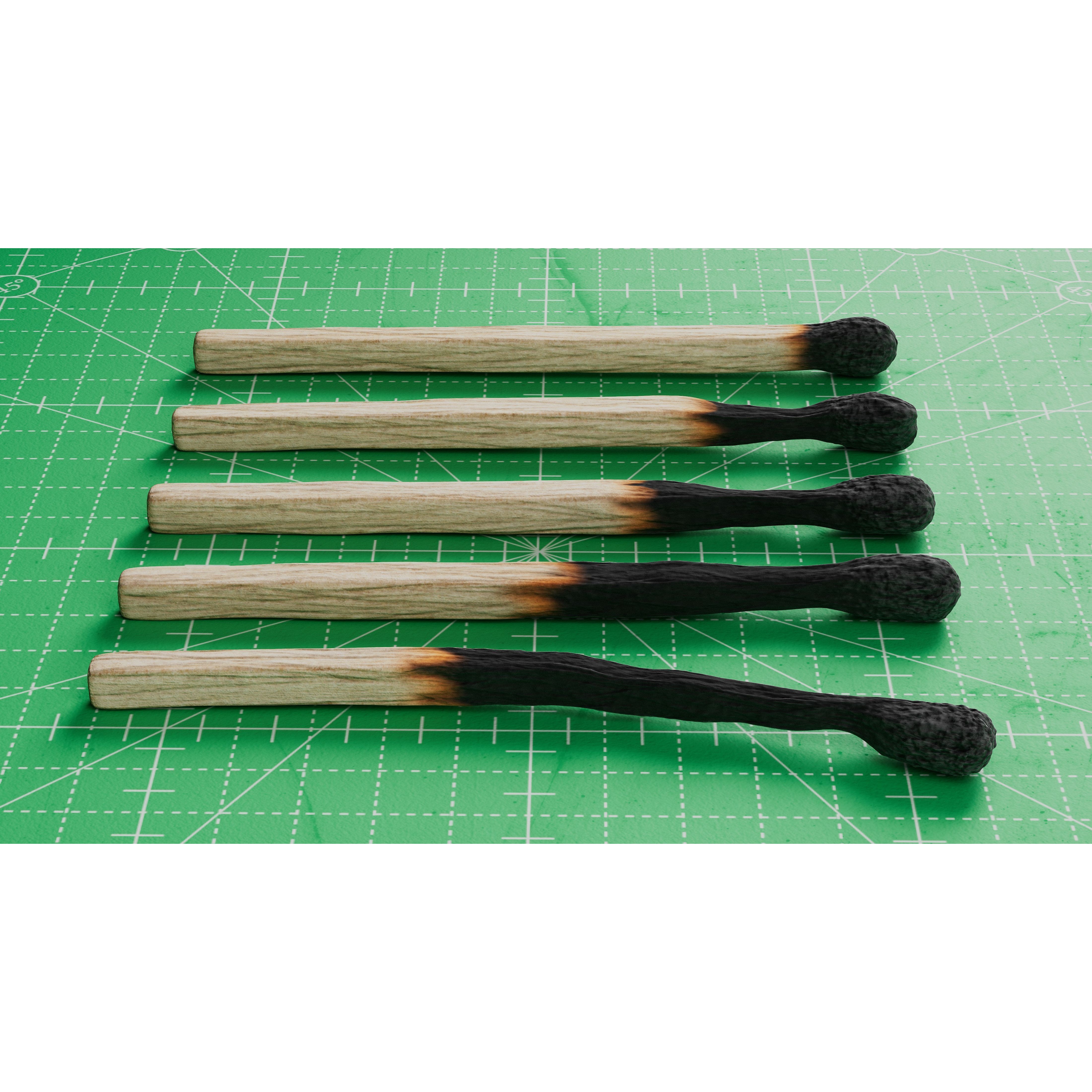 Burned Safety Matches - PBR Game-Ready 3D Model - View 6