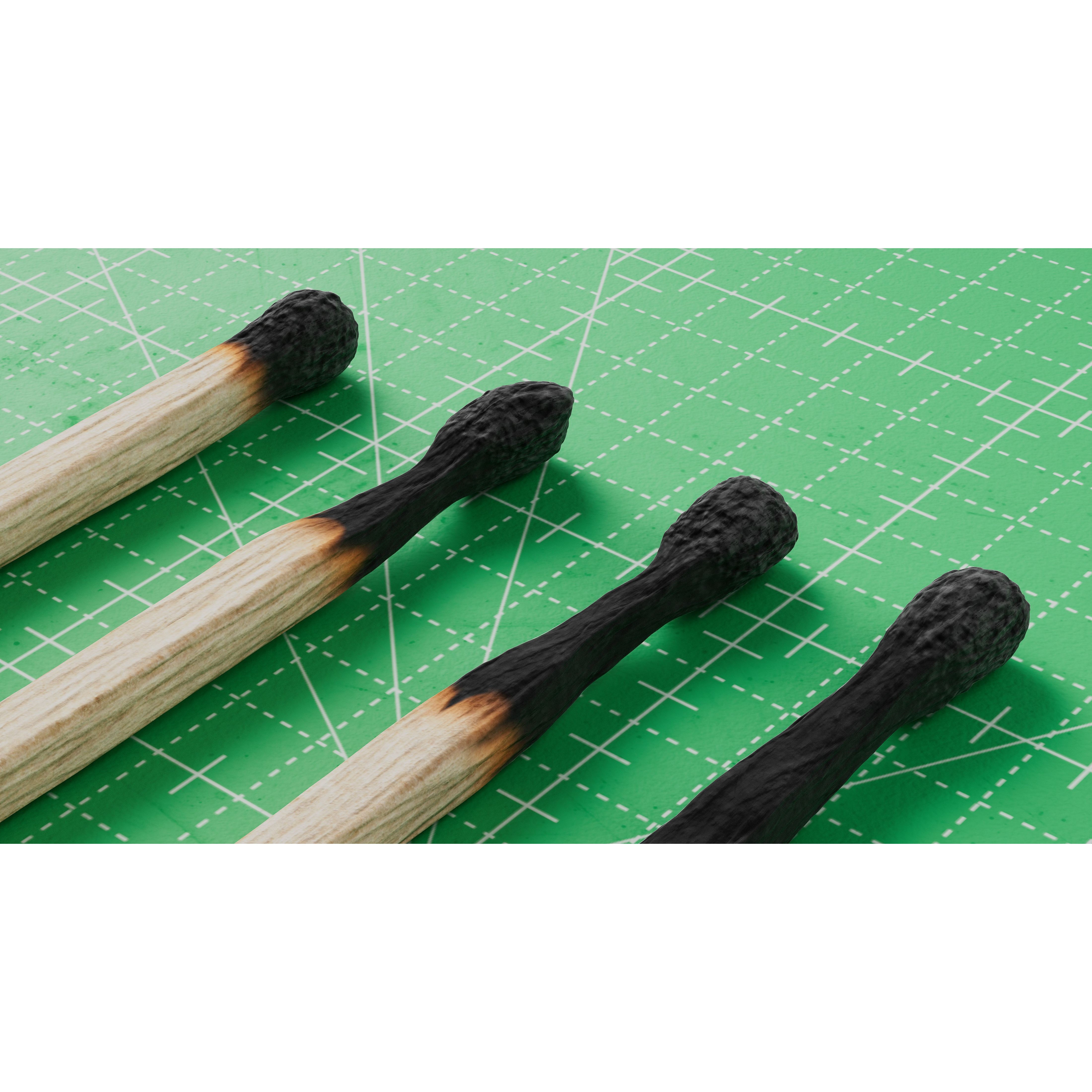 Burned Safety Matches - PBR Game-Ready 3D Model - View 7