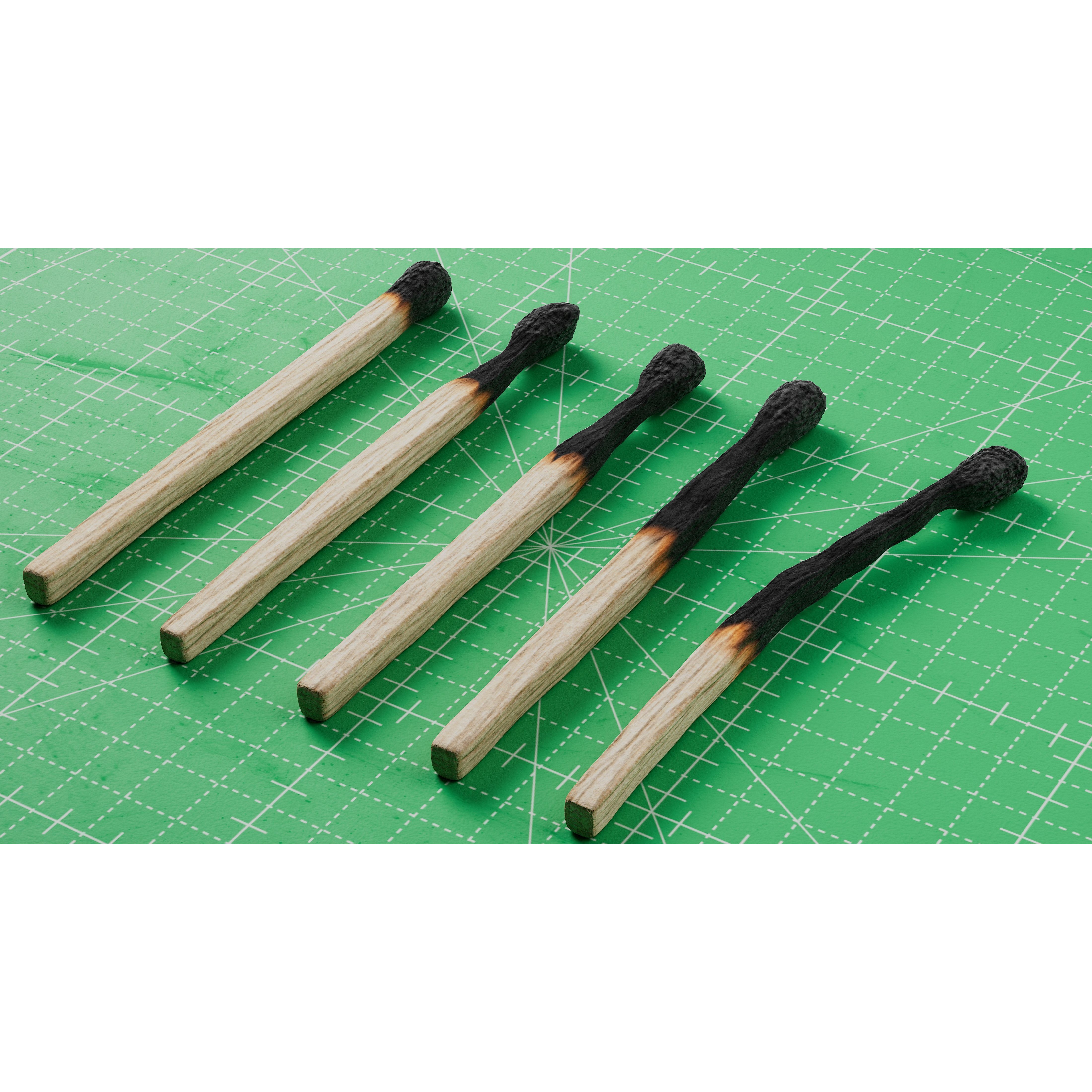 Burned Safety Matches - PBR Game-Ready 3D Model - View 8