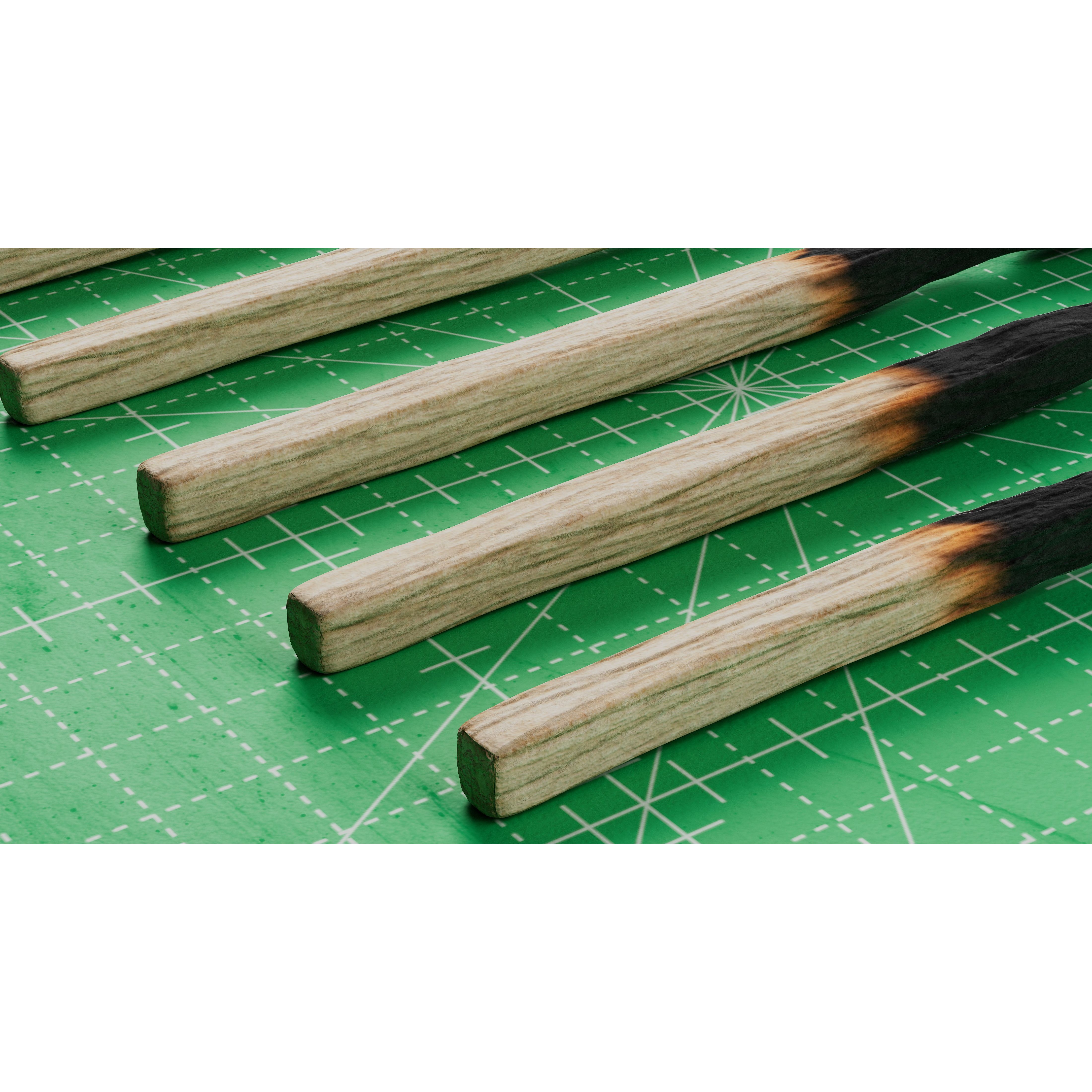Burned Safety Matches - PBR Game-Ready 3D Model - View 9