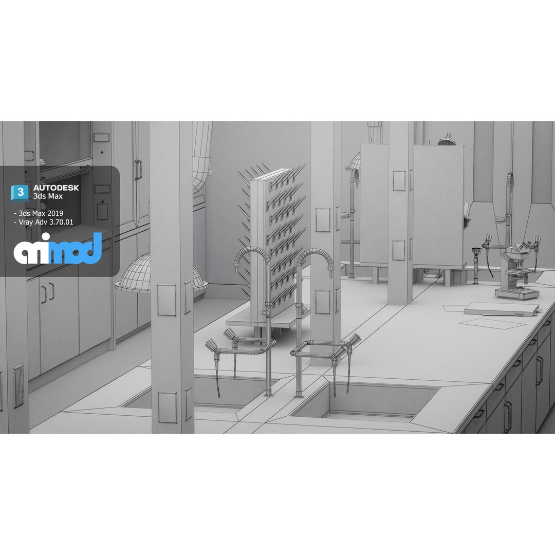 Laboratory 3D Model – Detailed Science Lab Asset, FBX, PBR - View 8