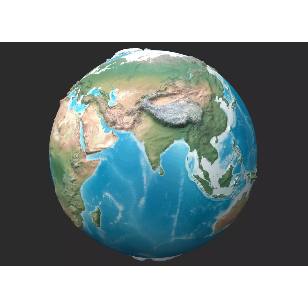 Earth 3D Model – Low Poly Planet with PBR Textures, FBX - View 2