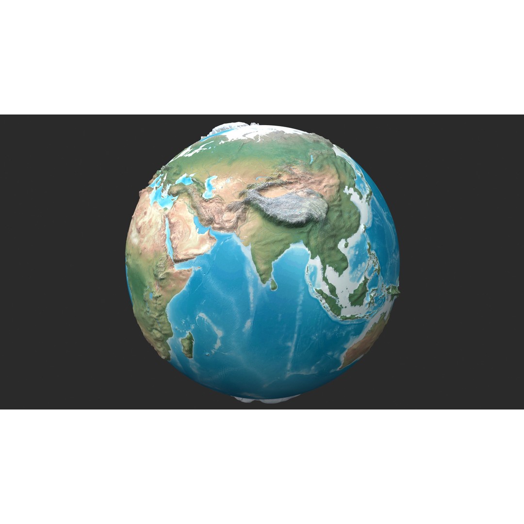 Earth 3D Model – Low Poly Planet with PBR Textures, FBX - View 3