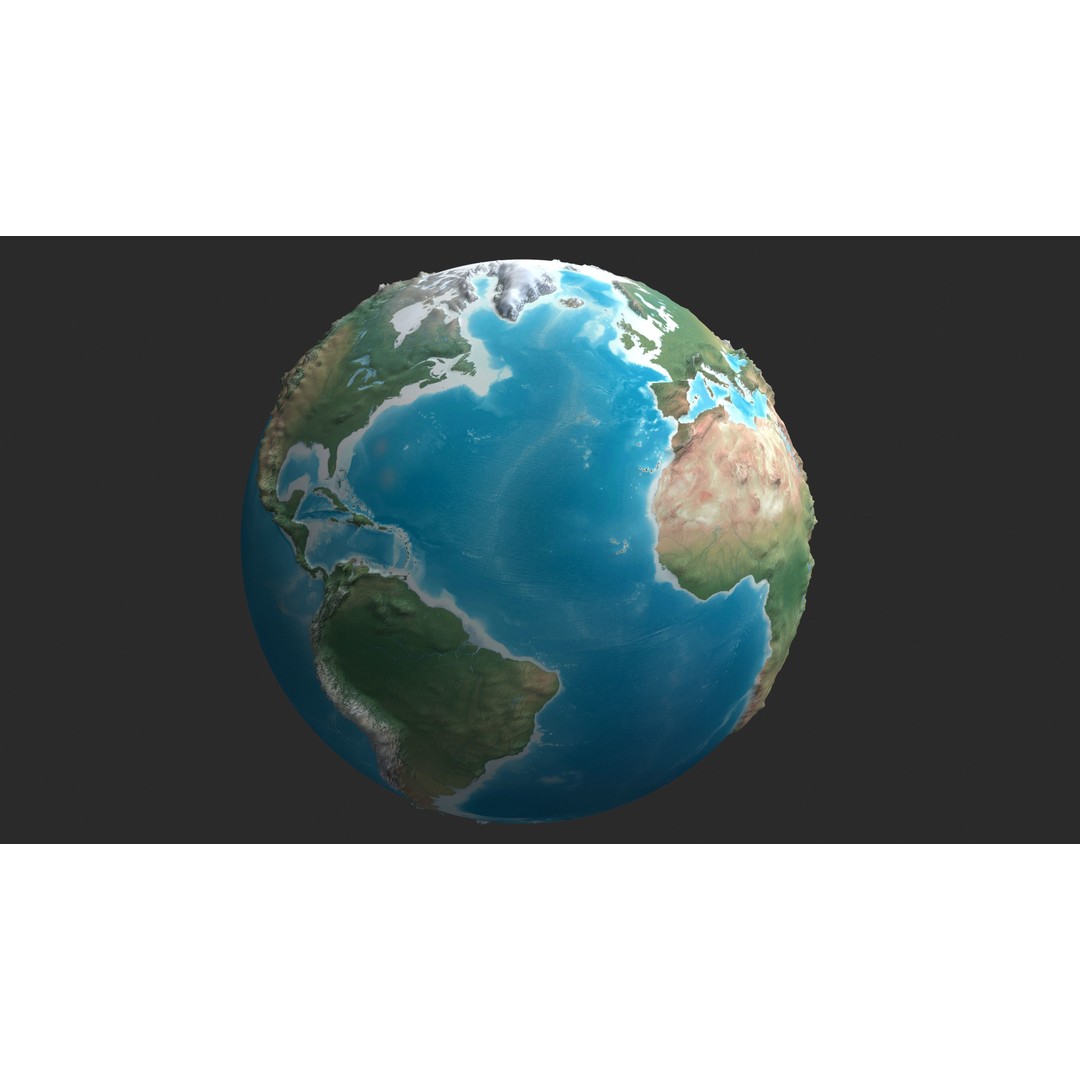 Earth 3D Model – Low Poly Planet with PBR Textures, FBX - View 5