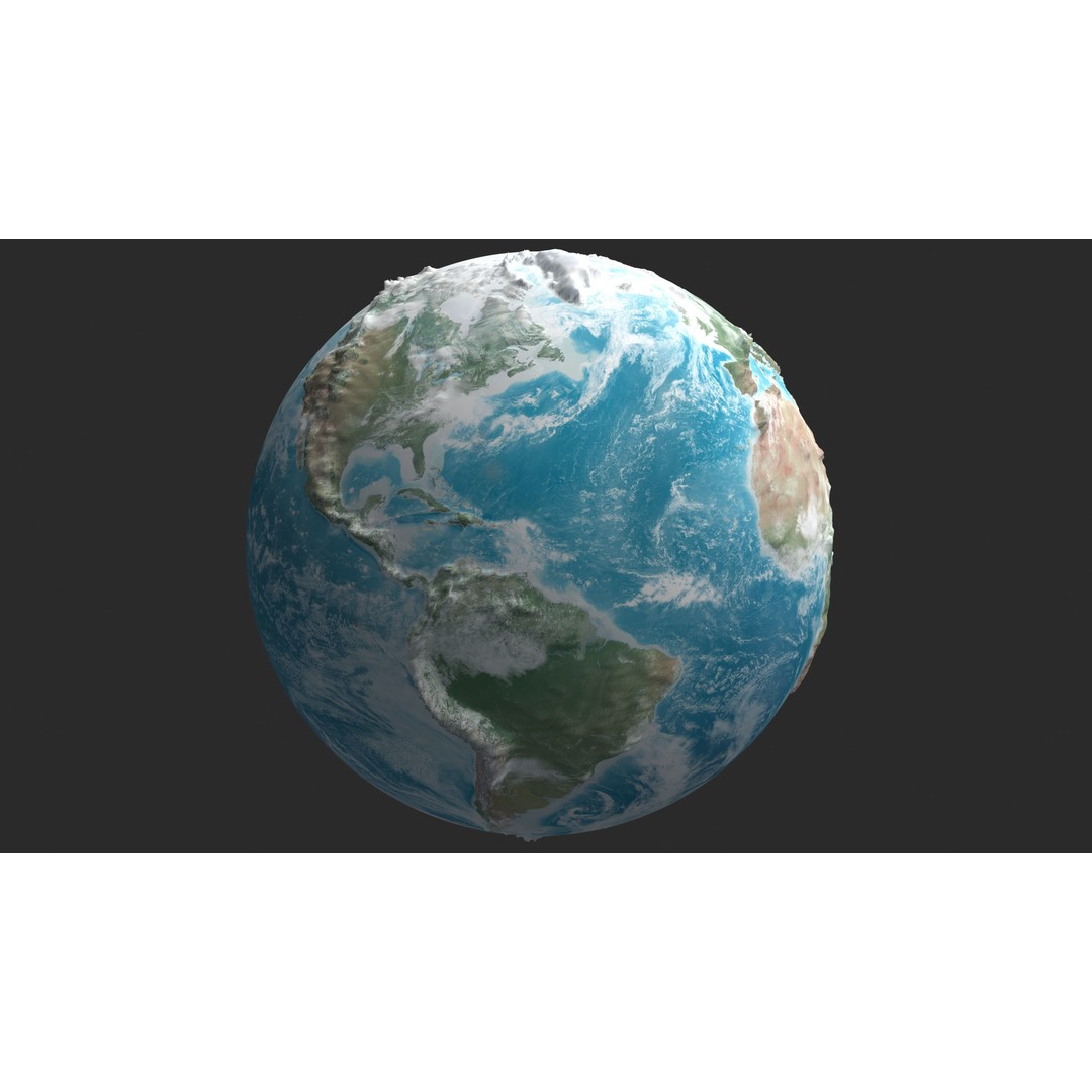 Earth 3D Model – Low Poly Planet with PBR Textures, FBX - View 9