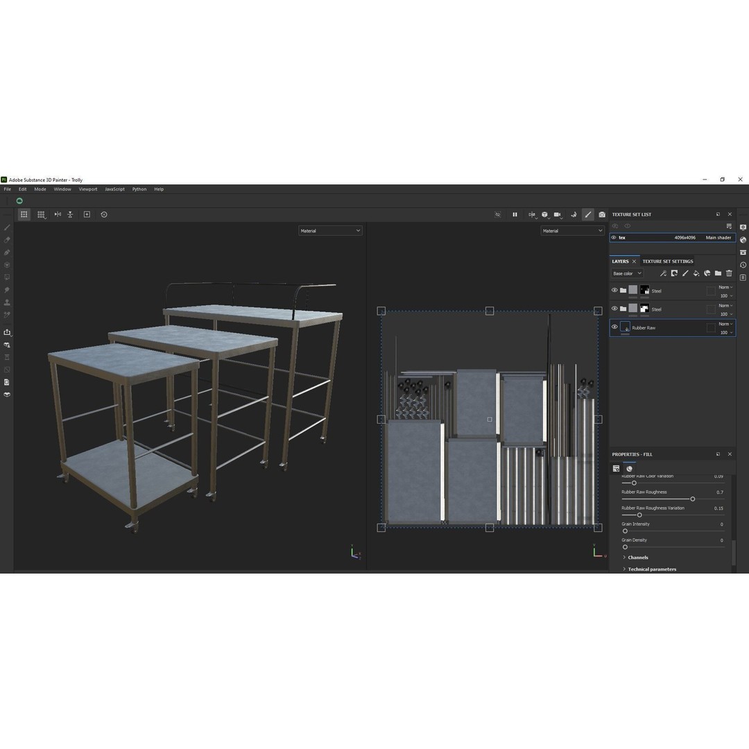 Stainless Steel Medical Instrument Trolley 3D Model – Low Poly Game Asset, FBX