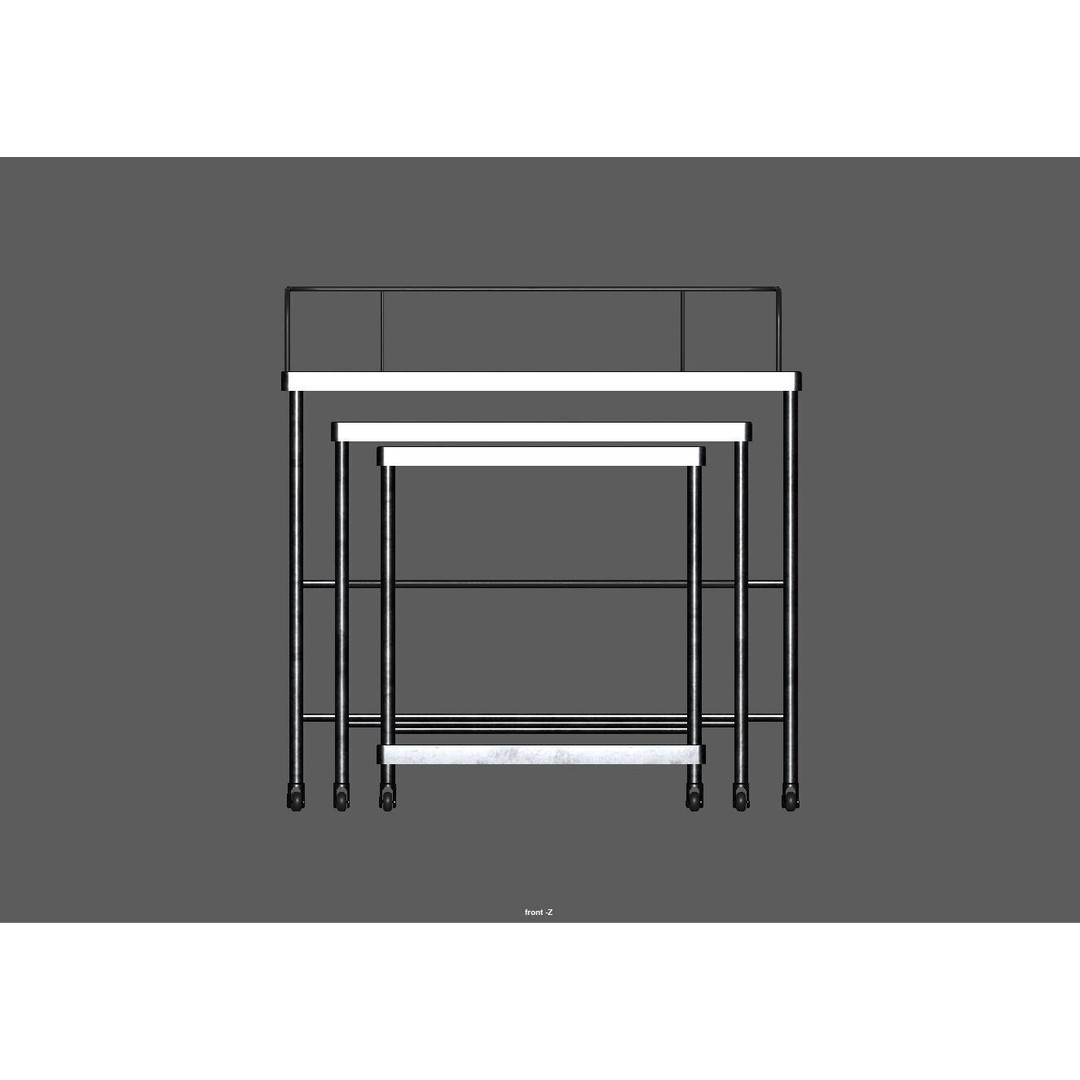 Stainless Steel Medical Instrument Trolley 3D Model – Low Poly Game Asset, FBX - View 13