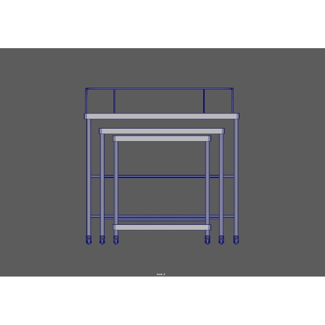 Stainless Steel Medical Instrument Trolley 3D Model – Low Poly Game Asset, FBX - View 14
