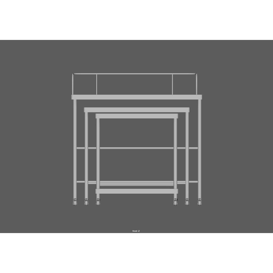 Stainless Steel Medical Instrument Trolley 3D Model – Low Poly Game Asset, FBX - View 15