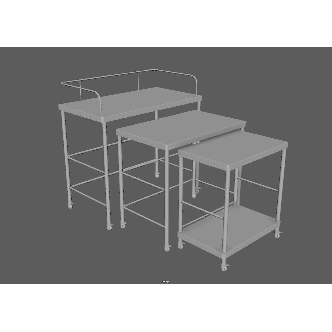Stainless Steel Medical Instrument Trolley 3D Model – Low Poly Game Asset, FBX - View 19