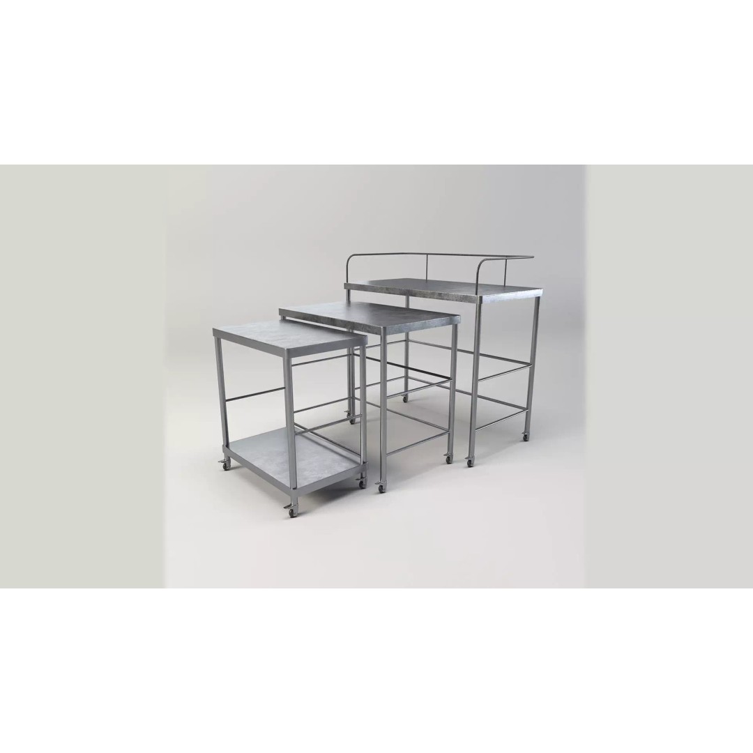 Stainless Steel Medical Instrument Trolley 3D Model – Low Poly Game Asset, FBX - View 2