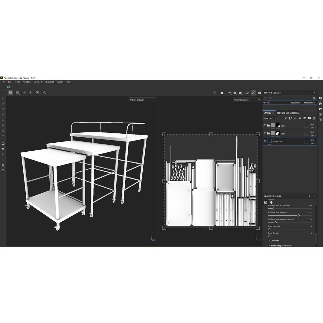 Stainless Steel Medical Instrument Trolley 3D Model – Low Poly Game Asset, FBX - View 23