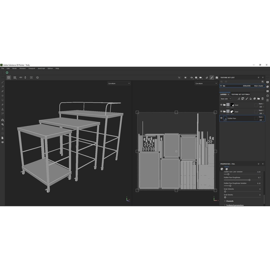 Stainless Steel Medical Instrument Trolley 3D Model – Low Poly Game Asset, FBX - View 24