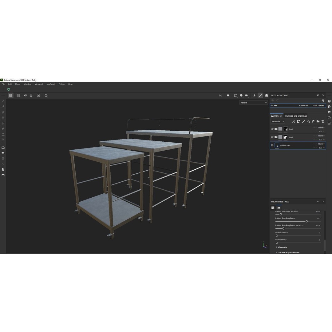 Stainless Steel Medical Instrument Trolley 3D Model – Low Poly Game Asset, FBX - View 30