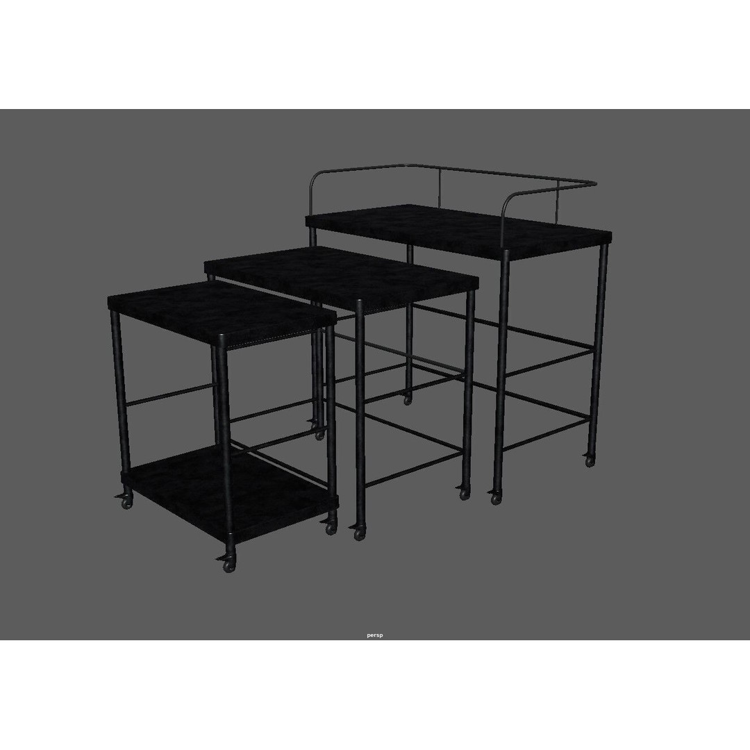 Stainless Steel Medical Instrument Trolley 3D Model – Low Poly Game Asset, FBX - View 7