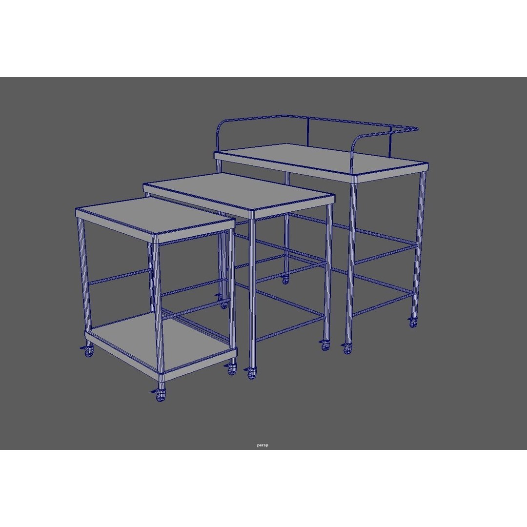 Stainless Steel Medical Instrument Trolley 3D Model – Low Poly Game Asset, FBX - View 8