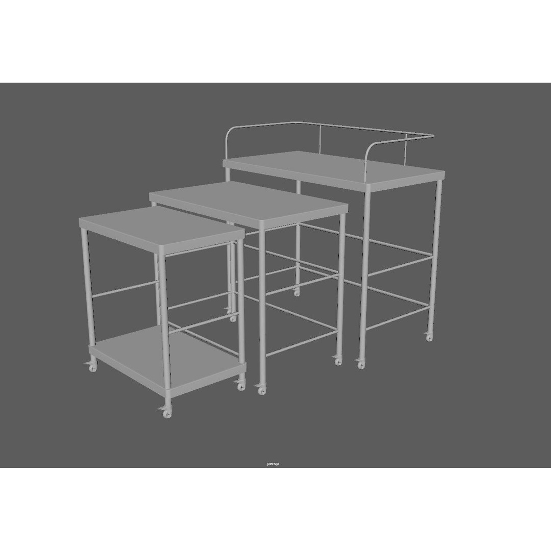 Stainless Steel Medical Instrument Trolley 3D Model – Low Poly Game Asset, FBX - View 9