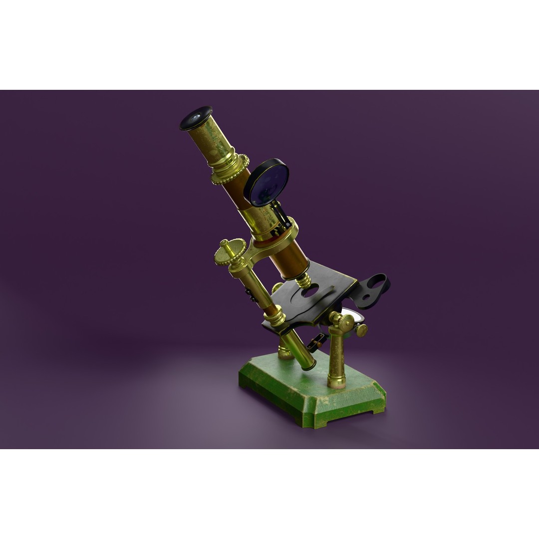 Antique Microscope 3D Model – 19th Century Brass Design, PBR Textures - View 3