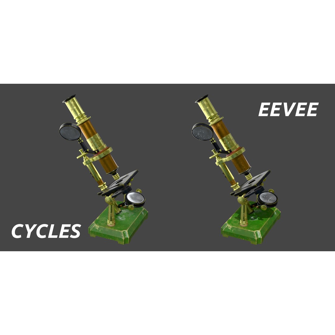 Antique Microscope 3D Model – 19th Century Brass Design, PBR Textures - View 4