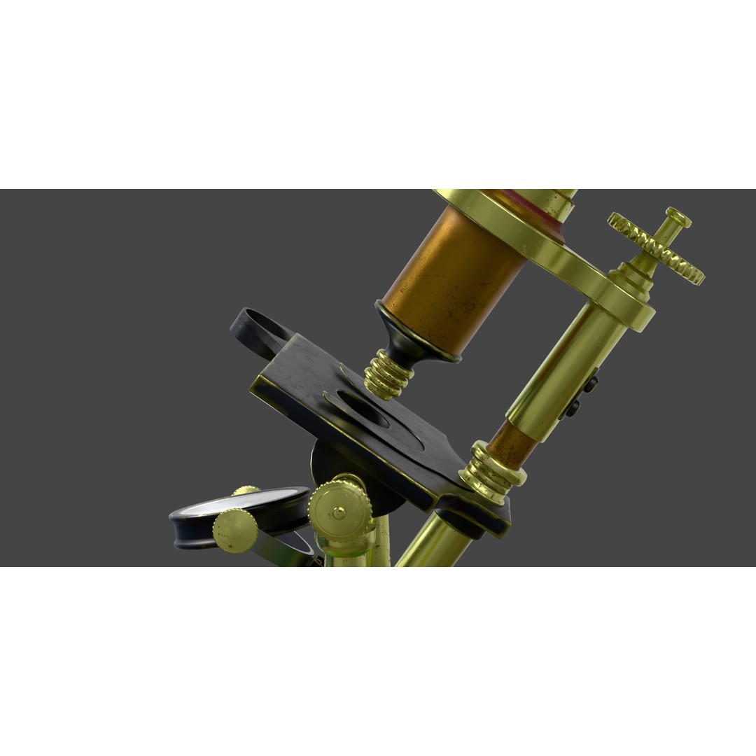 Antique Microscope 3D Model – 19th Century Brass Design, PBR Textures - View 5