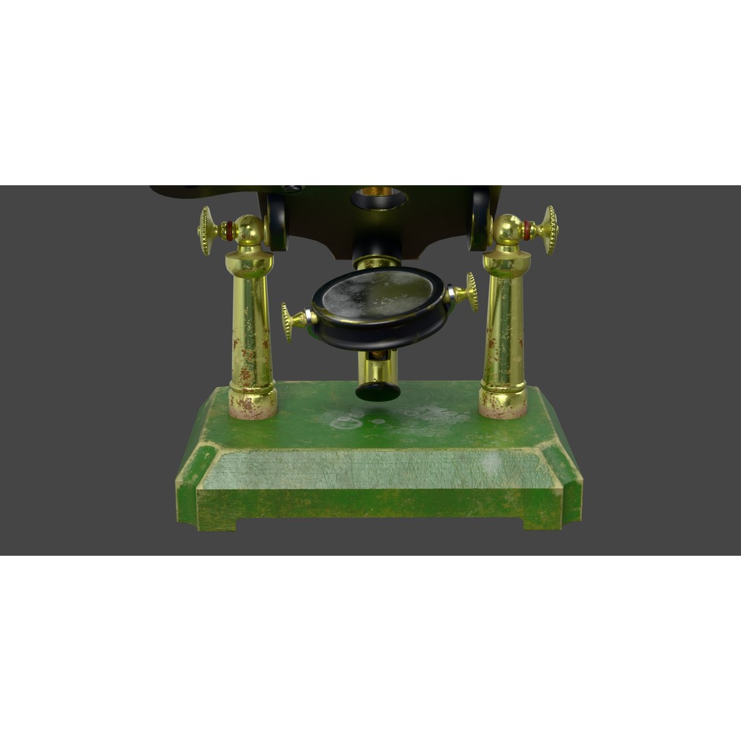 Antique Microscope 3D Model – 19th Century Brass Design, PBR Textures - View 6