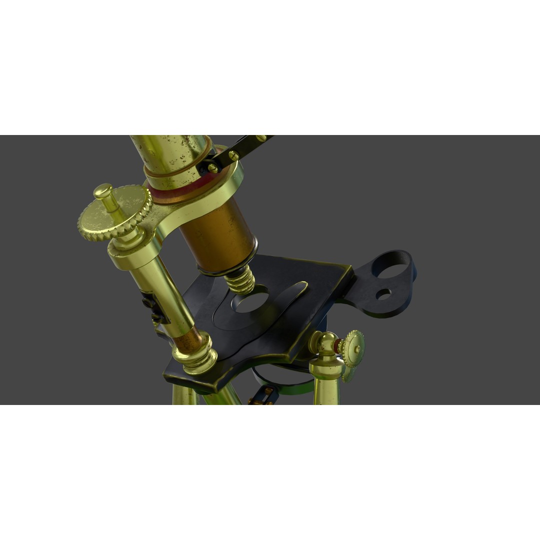 Antique Microscope 3D Model – 19th Century Brass Design, PBR Textures - View 7