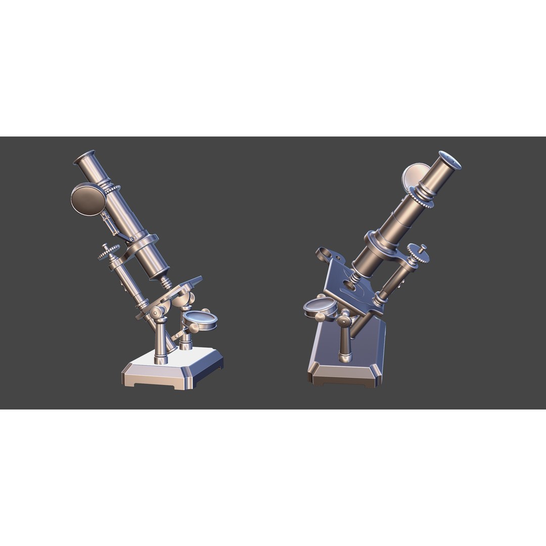 Antique Microscope 3D Model – 19th Century Brass Design, PBR Textures - View 8