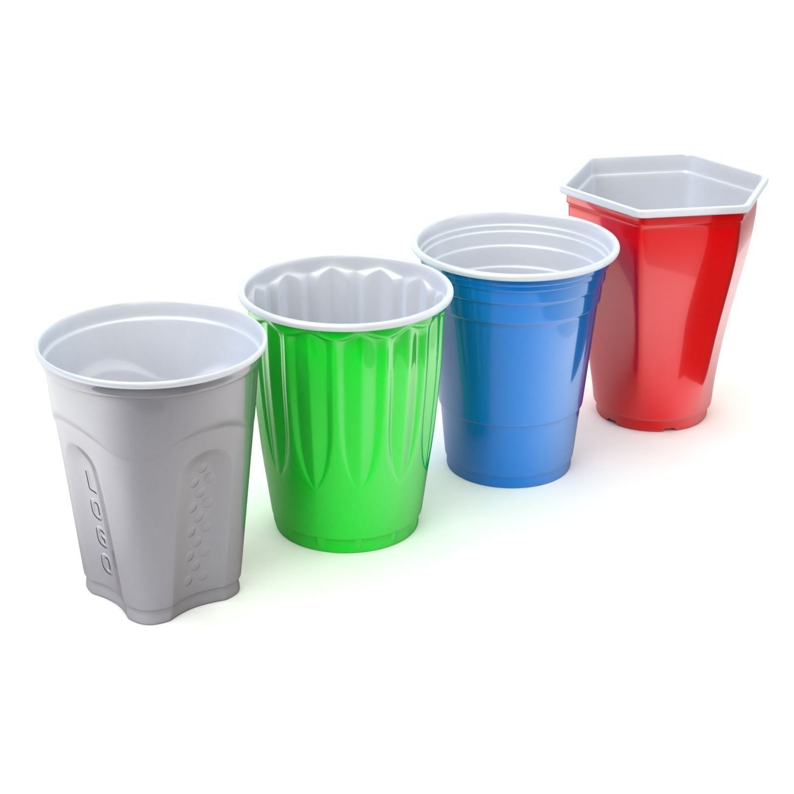 Plastic Cup Set - Game-Ready 3D Model - View 4
