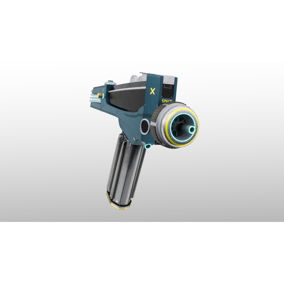 Space Phaser 3D Model – Low Poly Futuristic Energy Weapon, FBX - View 3
