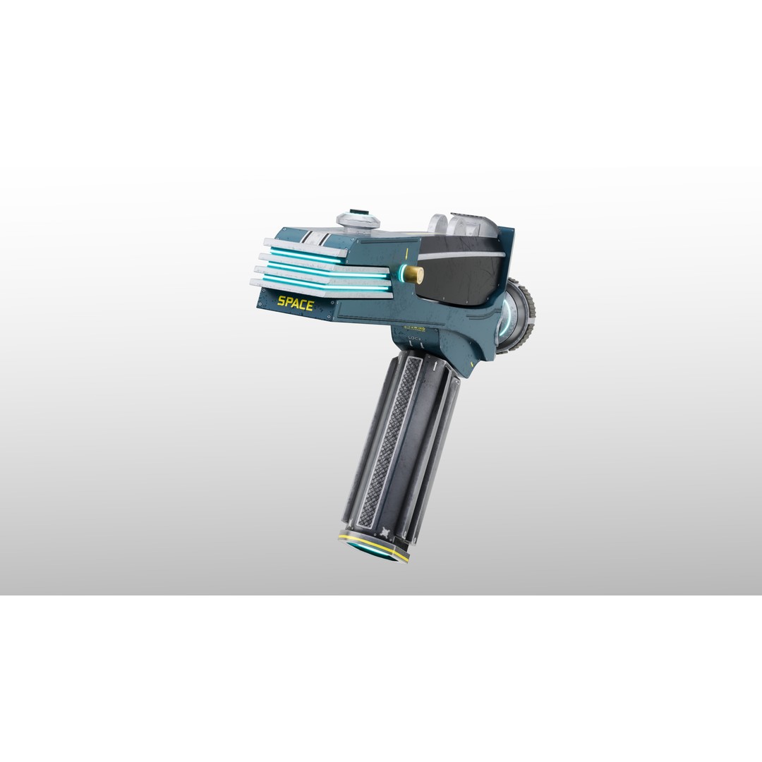 Space Phaser 3D Model – Low Poly Futuristic Energy Weapon, FBX - View 4