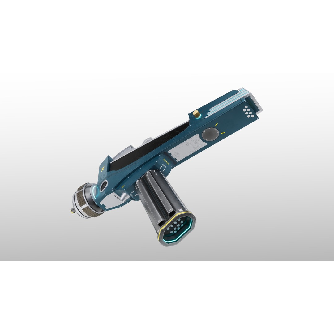 Space Phaser 3D Model – Low Poly Futuristic Energy Weapon, FBX - View 6