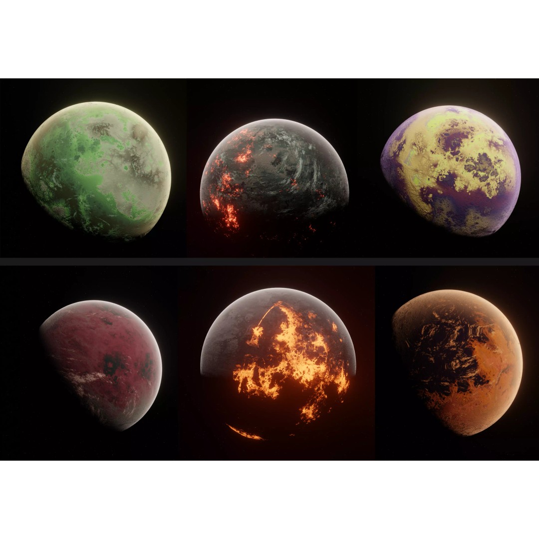 Planets 3D Model – Low Poly Game Ready Asset, FBX and Blender - View 2