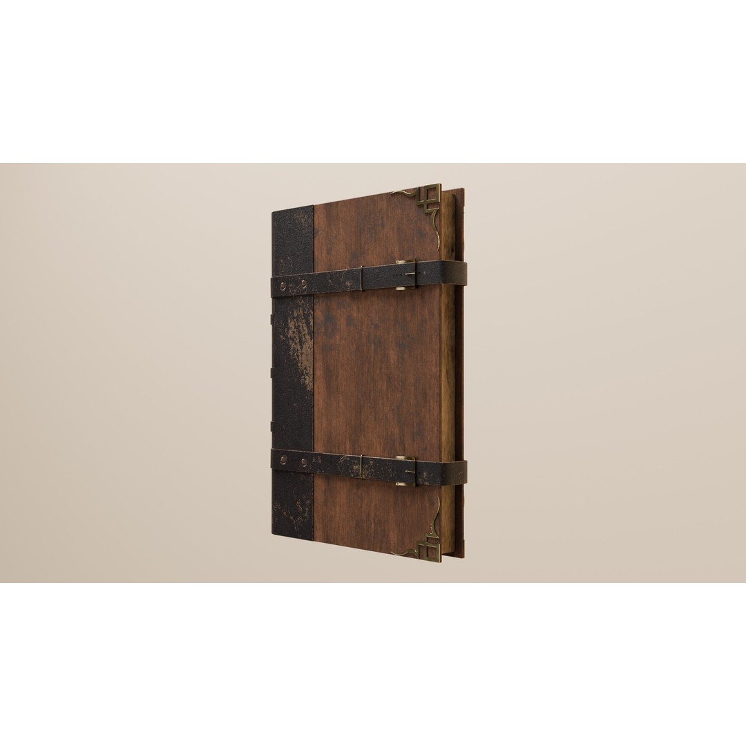 Vintage Wood and Leather Book 3D Model – Low Poly Game Asset, FBX - View 17