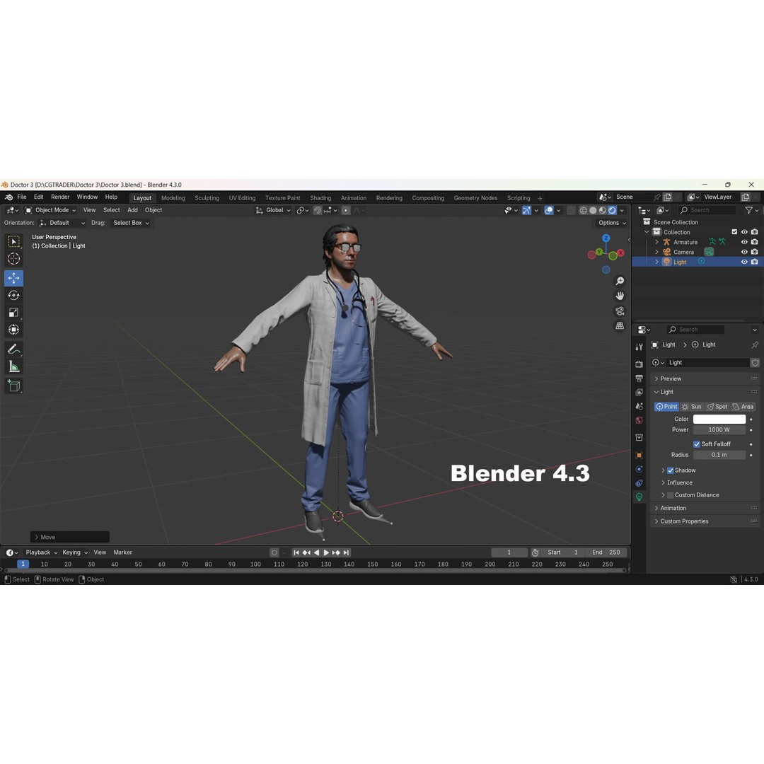 Doctor 3D Model – Low Poly Rigged Character for Games, FBX