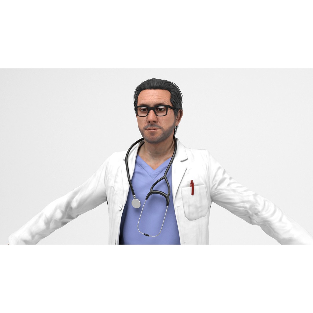 Doctor 3D Model – Low Poly Rigged Character for Games, FBX - View 10