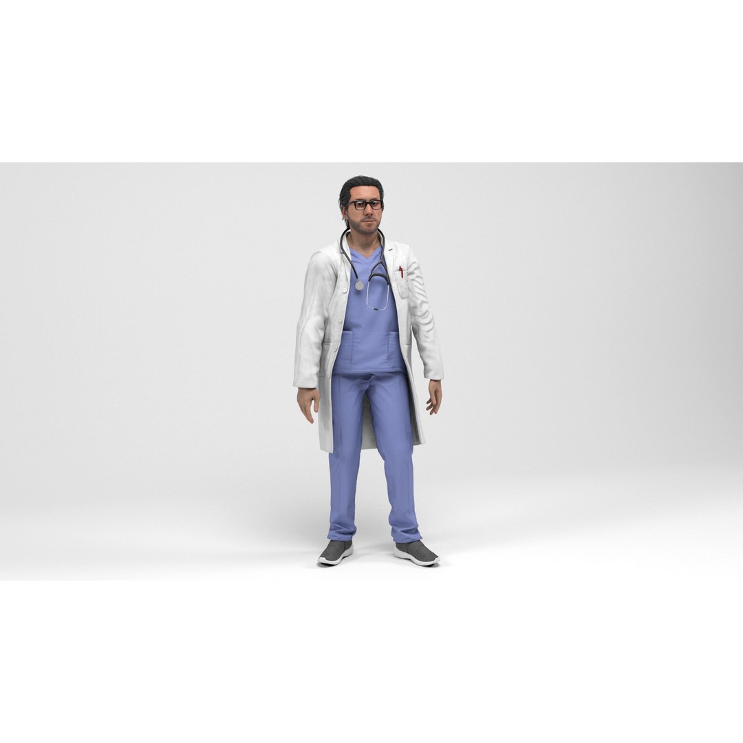 Doctor 3D Model – Low Poly Rigged Character for Games, FBX - View 12