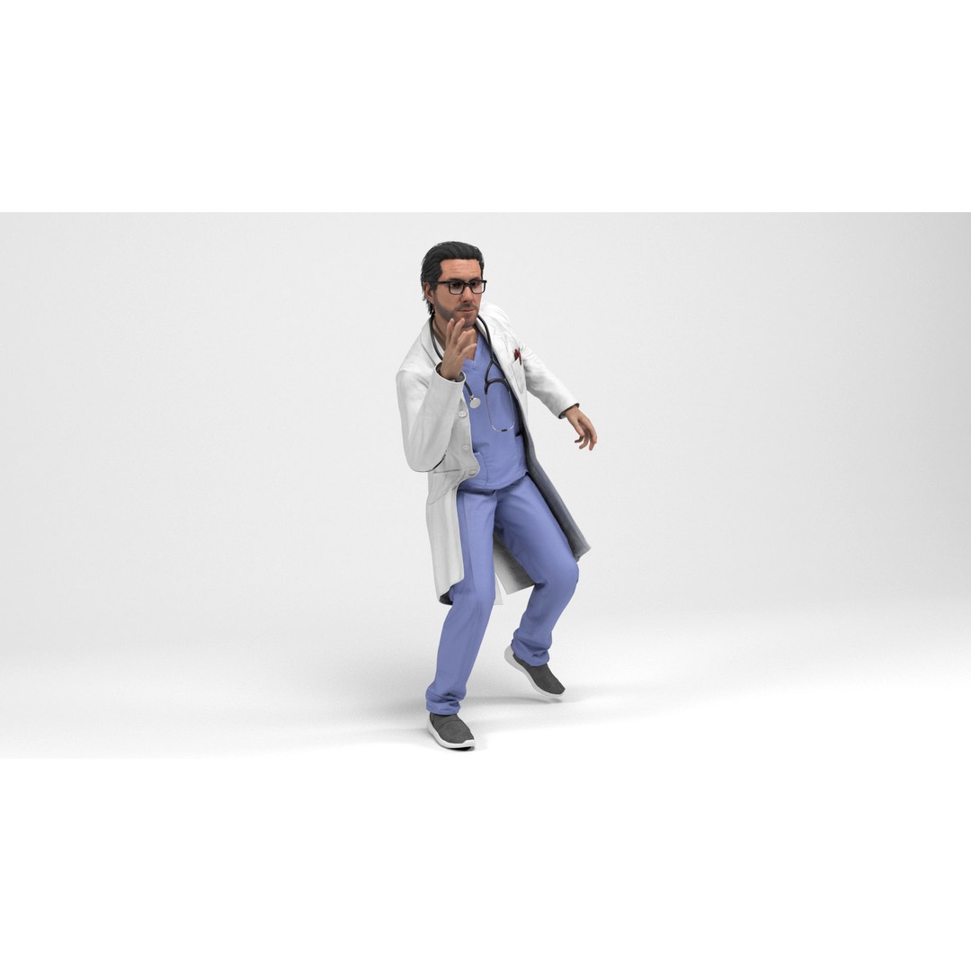 Doctor 3D Model – Low Poly Rigged Character for Games, FBX - View 13