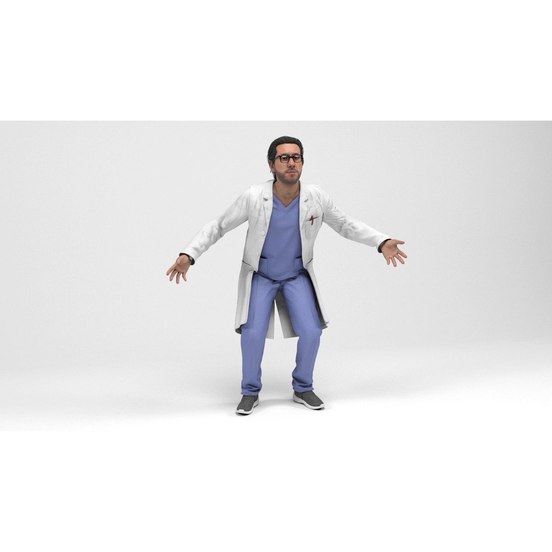 Doctor 3D Model – Low Poly Rigged Character for Games, FBX - View 14