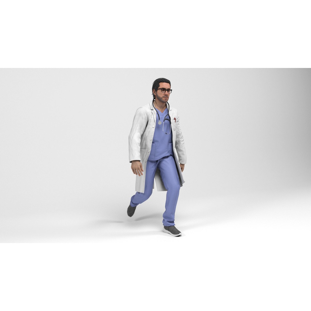 Doctor 3D Model – Low Poly Rigged Character for Games, FBX - View 15
