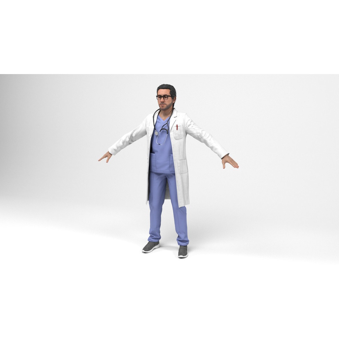 Doctor 3D Model – Low Poly Rigged Character for Games, FBX - View 3