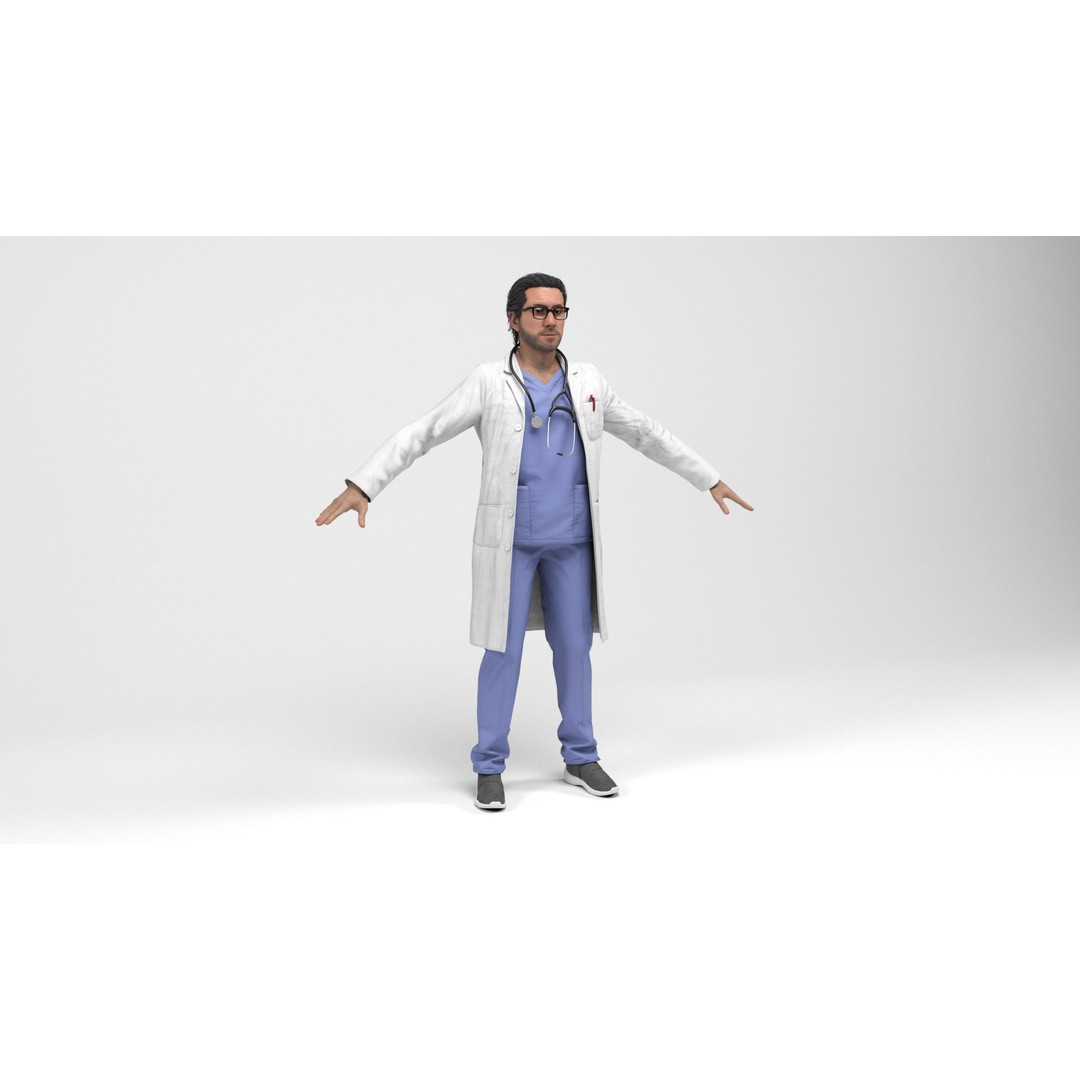 Doctor 3D Model – Low Poly Rigged Character for Games, FBX - View 4