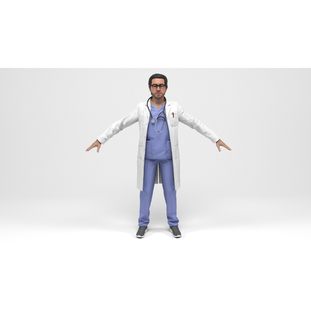 Doctor 3D Model – Low Poly Rigged Character for Games, FBX - View 5
