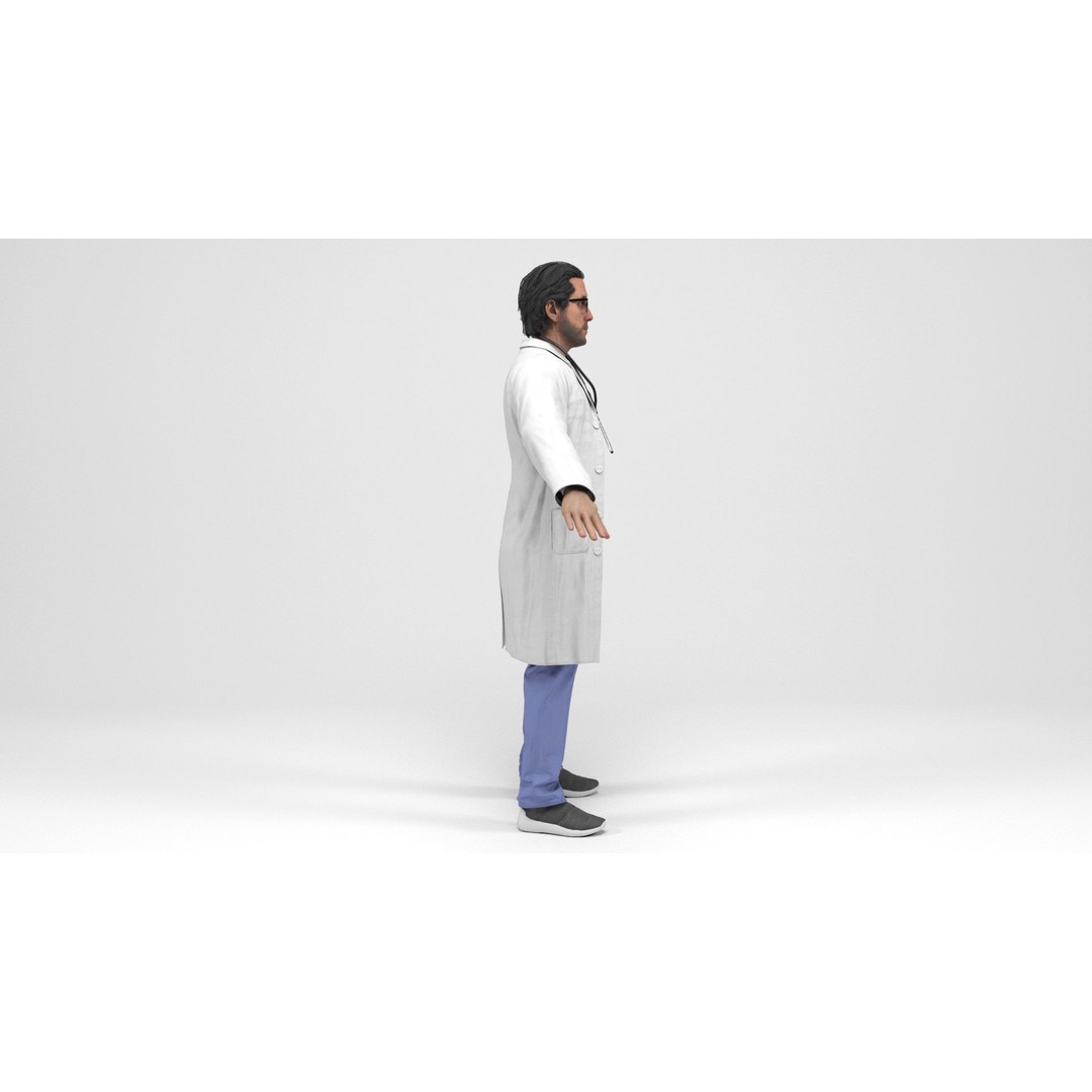 Doctor 3D Model – Low Poly Rigged Character for Games, FBX - View 6