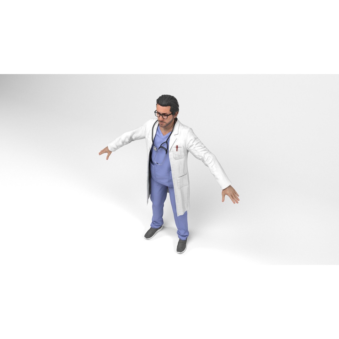 Doctor 3D Model – Low Poly Rigged Character for Games, FBX - View 8