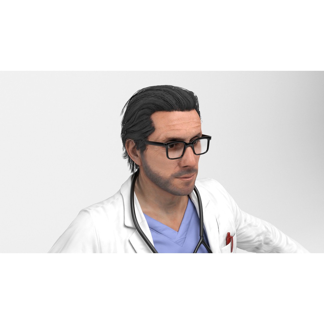 Doctor 3D Model – Low Poly Rigged Character for Games, FBX - View 9