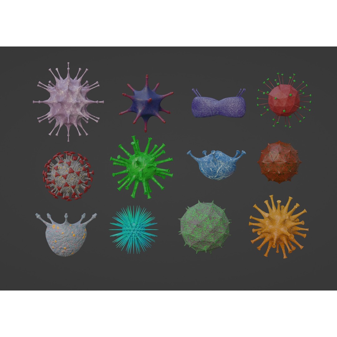 Virus and Cell 3D Model – Low Poly Medical Visualization, FBX, OBJ