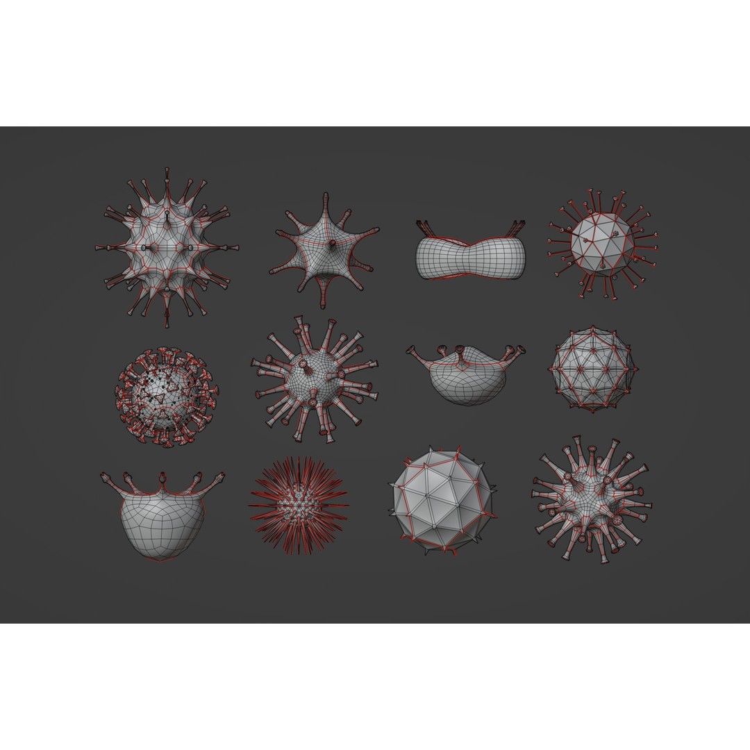 Virus and Cell 3D Model – Low Poly Medical Visualization, FBX, OBJ - View 16