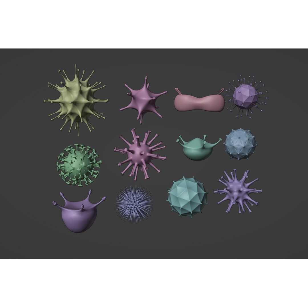Virus and Cell 3D Model – Low Poly Medical Visualization, FBX, OBJ - View 18